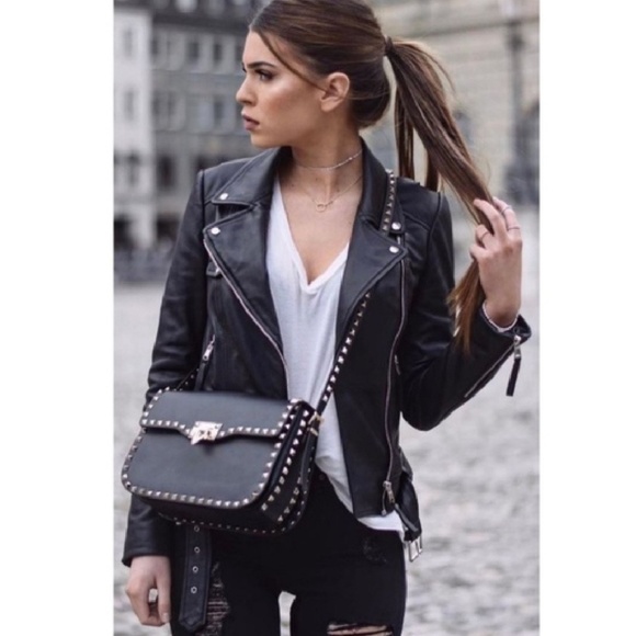 CHIC VEGAN LEATHER BIKER JACKET - Picture 2 of 6
